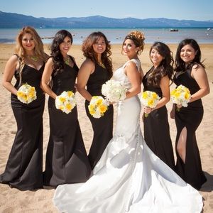 Brand new long slit black dress Bridesmaid